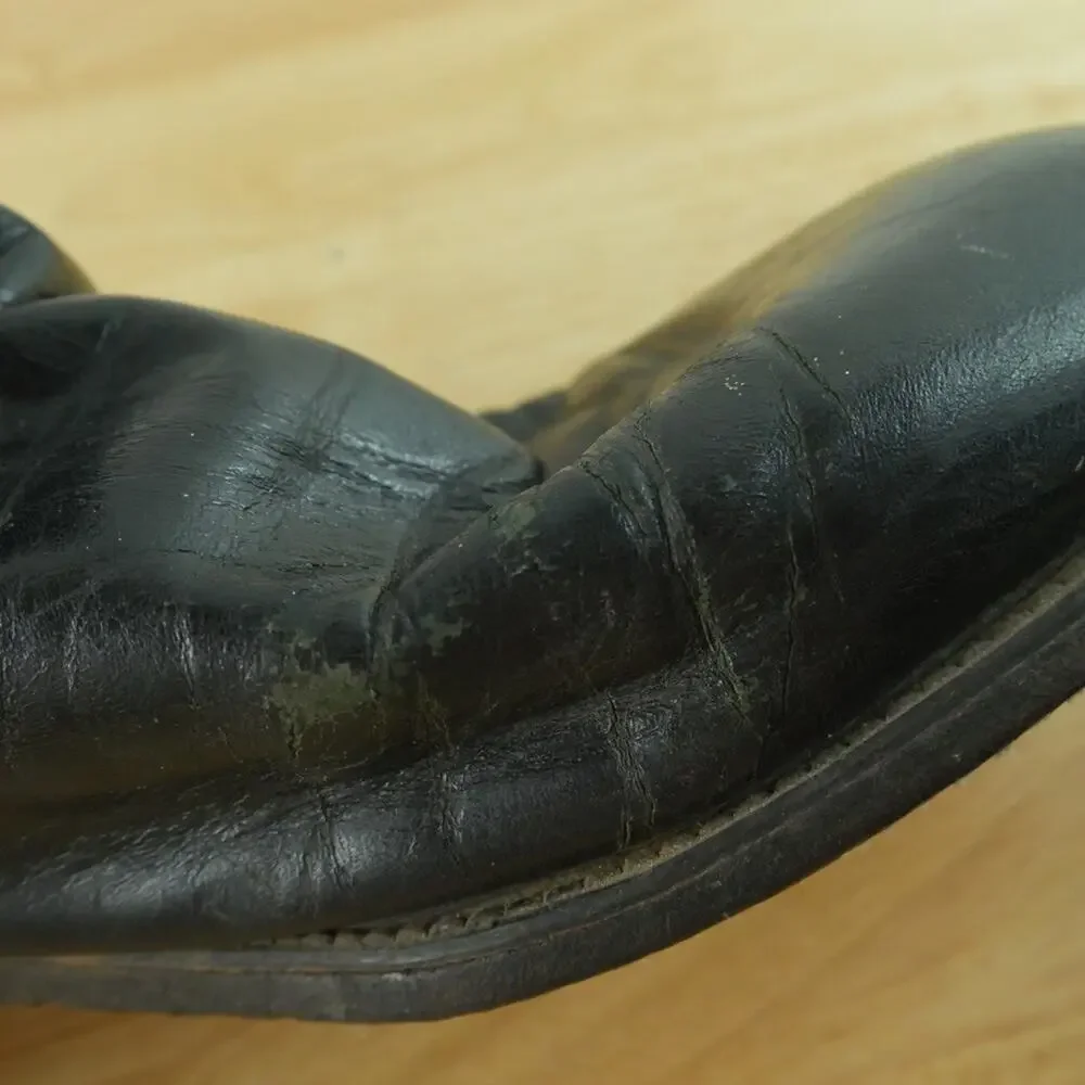 Justin Roper Boots Men's‎ 13 EEE Black Leather Western Boots USA Vintage Cowboy